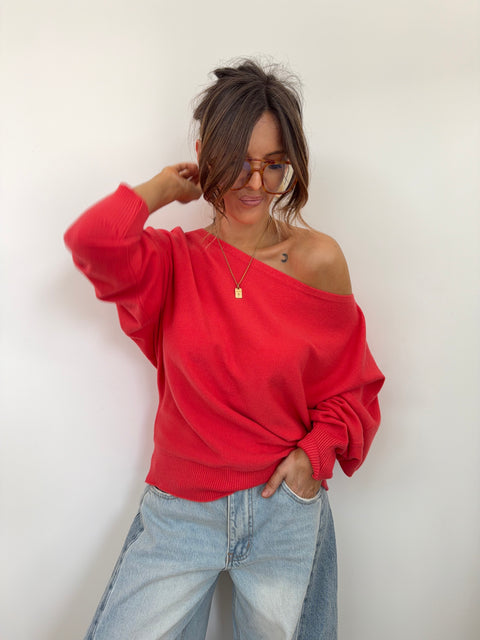 Pull asymétrique - corail