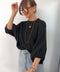 Pull manches 3/4 col rond - noir
