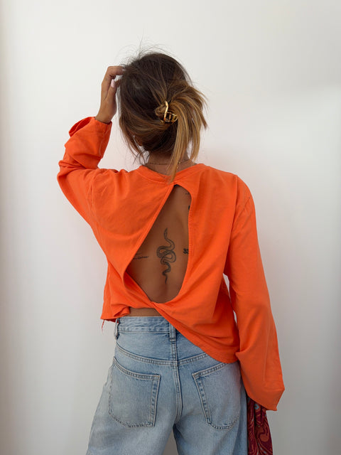Haut manches longues dos nu - orange