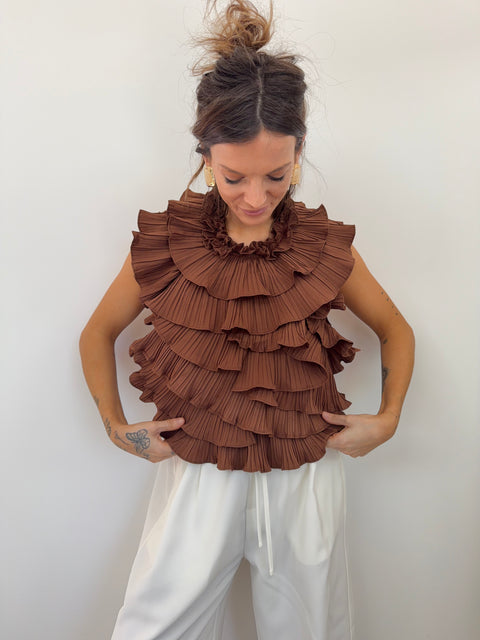 Haut fluffy dos nu - chocolat