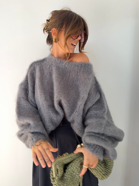 Pull 80% Mohair - gris