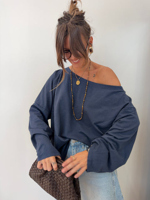 T-shirt asymétrique - bleu marine