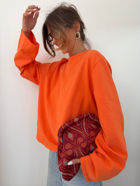 Haut manches longues dos nu - orange