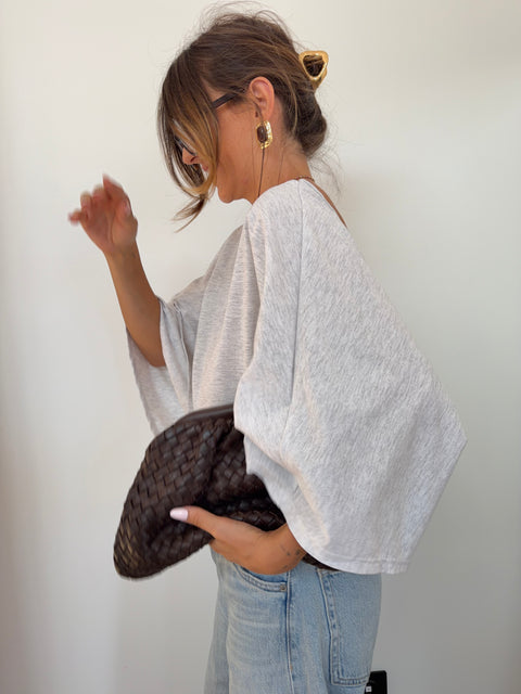 T-shirt Lover's dos nu V - gris chiné