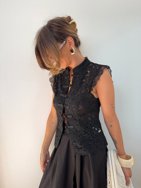 Top en dentelle - noir
