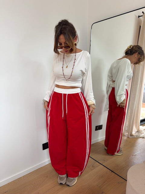 Pantalon à bandes - rouge et blanc