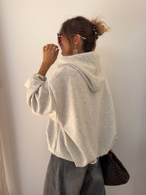 Veste à capuche oversize grise chiné