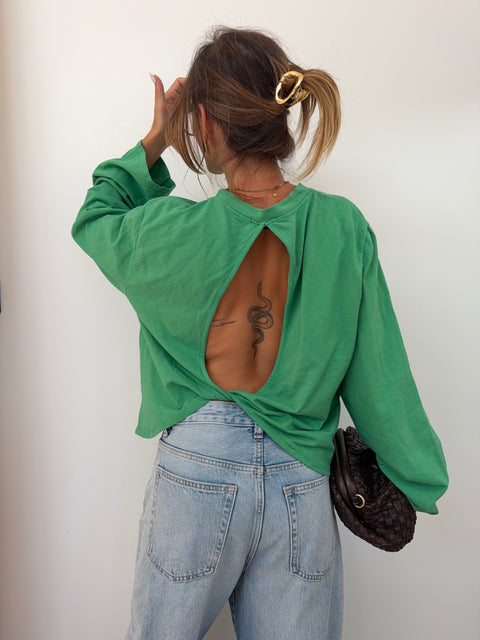 Haut manches longues dos nu - vert