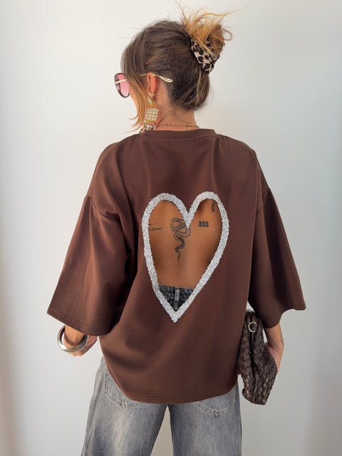 T-shirt coeur - chocolat