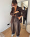 Pantalon simili - marron