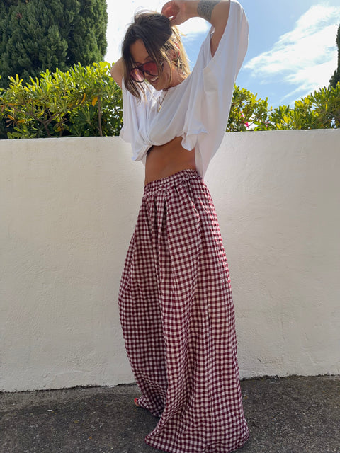 Pantalon à carreaux - bordeaux(pré commande)