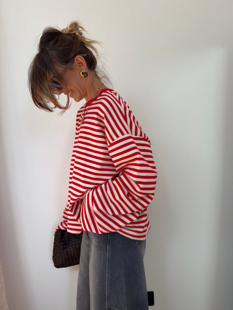 Sweat marinière rouge