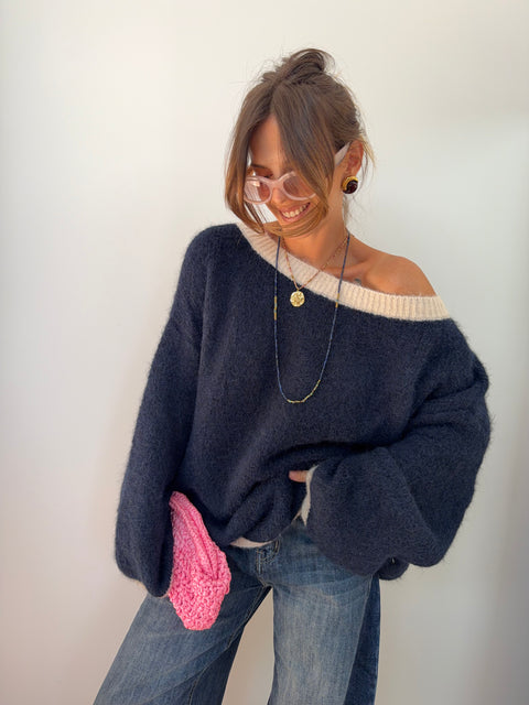 Pull Bali - bleu et beige