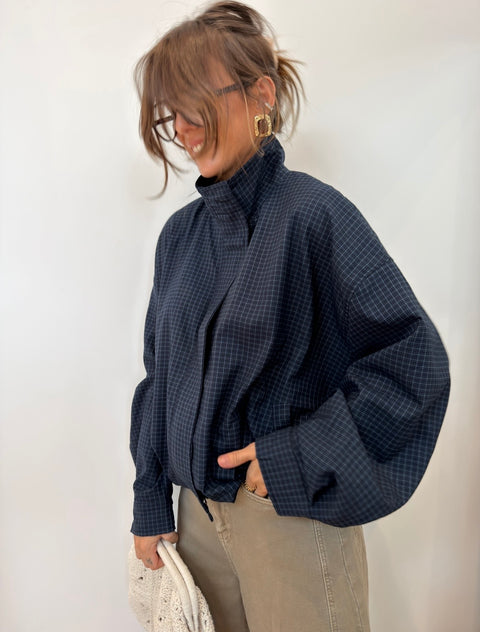 Veste à carreau - bleu marine