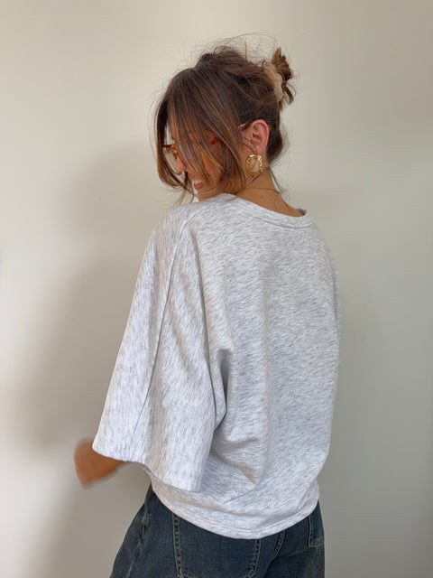 Sweat manches 3/4 - gris chiné