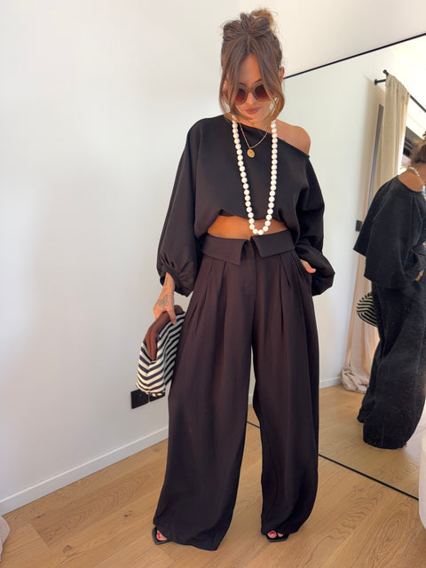 Pantalon à revers - noir