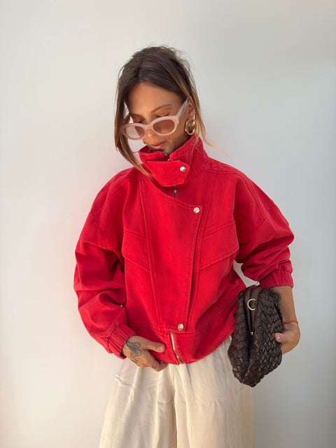 Veste en jean - rouge