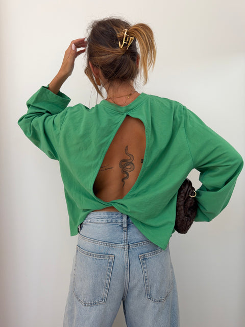 Haut manches longues dos nu - vert