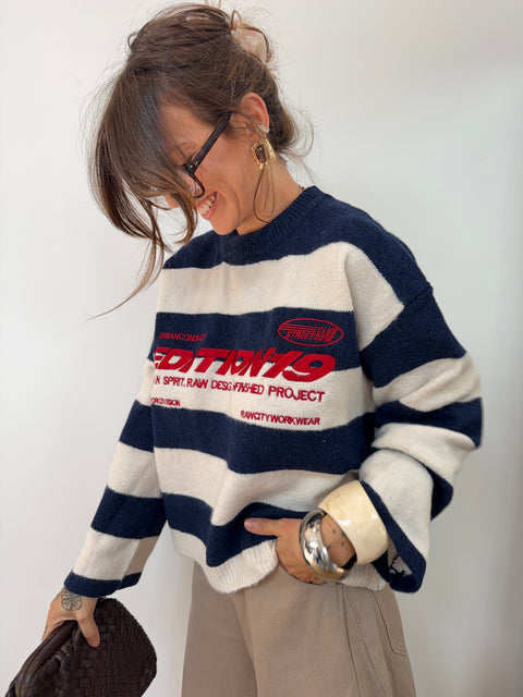 Pull à Rayure - "edition19" Marine