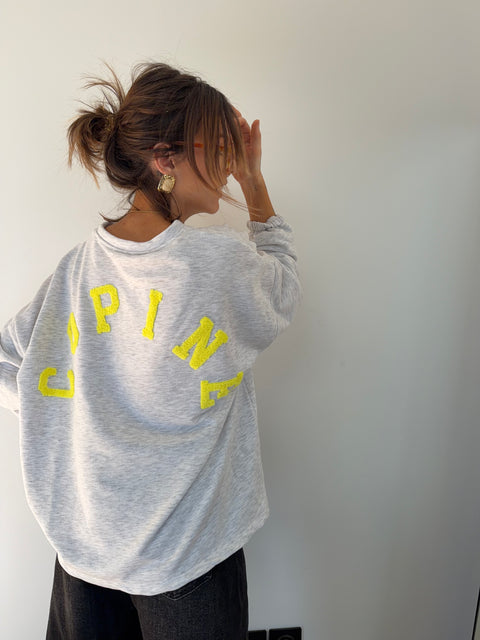 Sweat Copine - gris et jaune fluo (pré commandé)