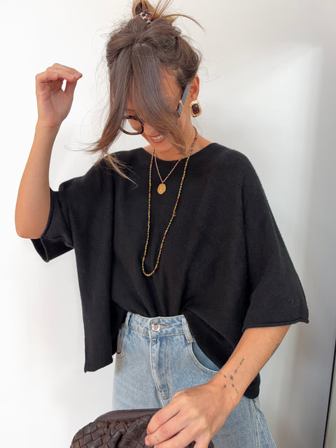 Pull basic manche courte - noir