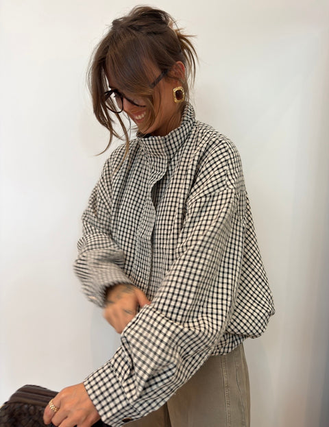 Veste à carreau - écru & noir