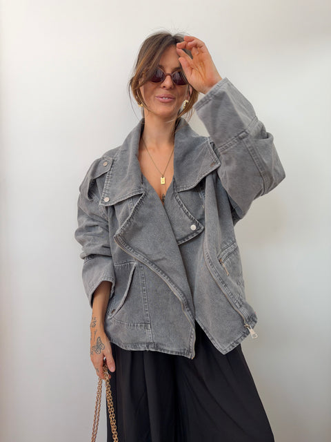 Veste en jean oversize - grise