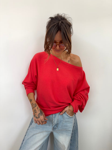 Pull asymétrique - corail