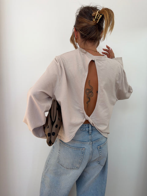 Haut manches longues dos nu - beige