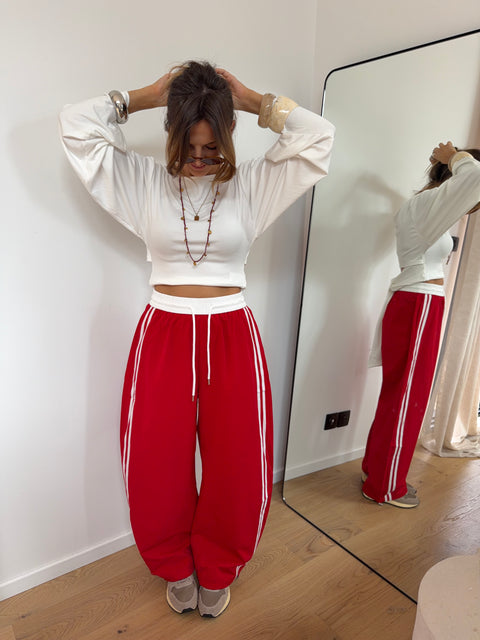 Pantalon à bandes - rouge et blanc