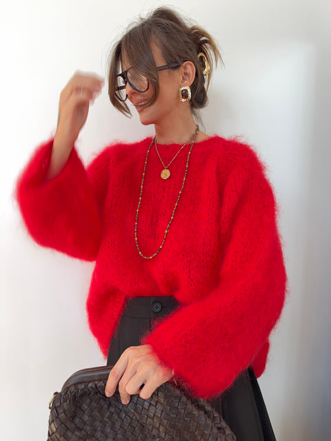 Pull 80% Mohair - rouge