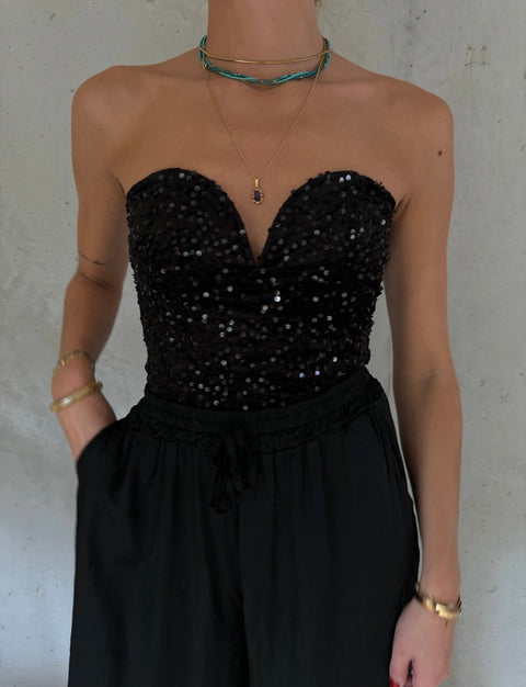 Bustier à paillettes - noir