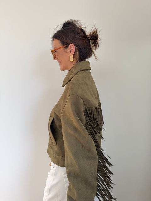 Veste à franges - kaki