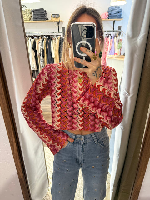 Haut en crochet - summer rosy