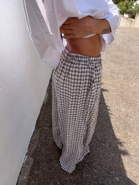 Pantalon à carreaux - taupe (pré commande)