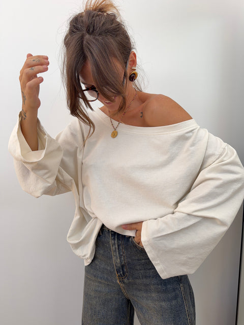 T-shirt asymétrique - écru