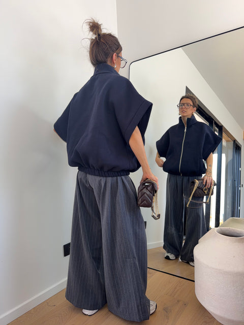 Veste sweat à zip - bleu marine