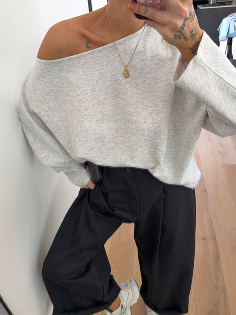 T-shirt parfait asymétrique - gris chiné