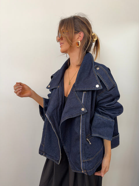 Veste en jean oversize - bleu foncé