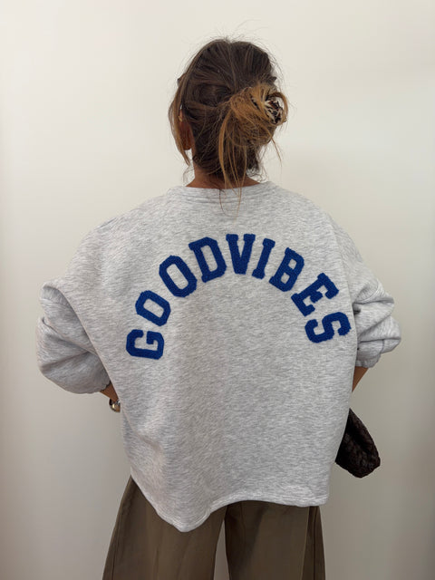 Pull GOOD VIBES - bleu roi