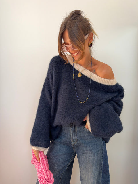 Pull Bali - bleu et beige