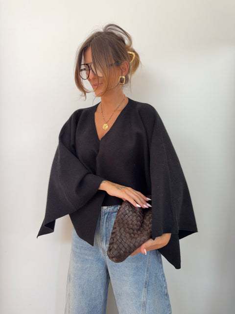 Pull col V cape - noir