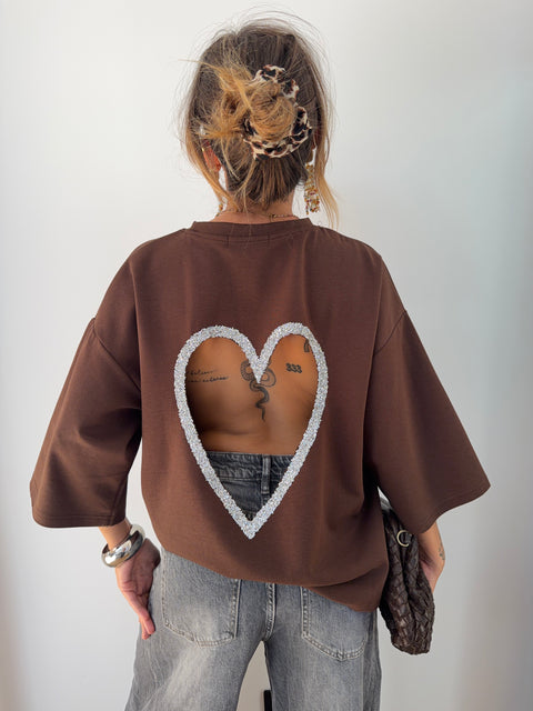 T-shirt coeur - chocolat