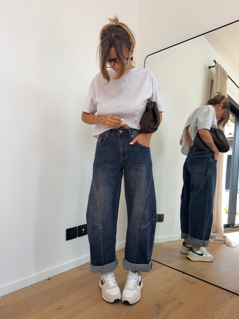 Jeans ballon - bleu brut