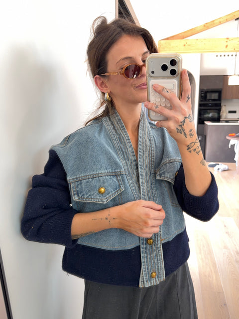 Veste bi-matière en jean