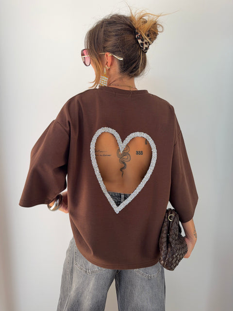 T-shirt coeur - chocolat