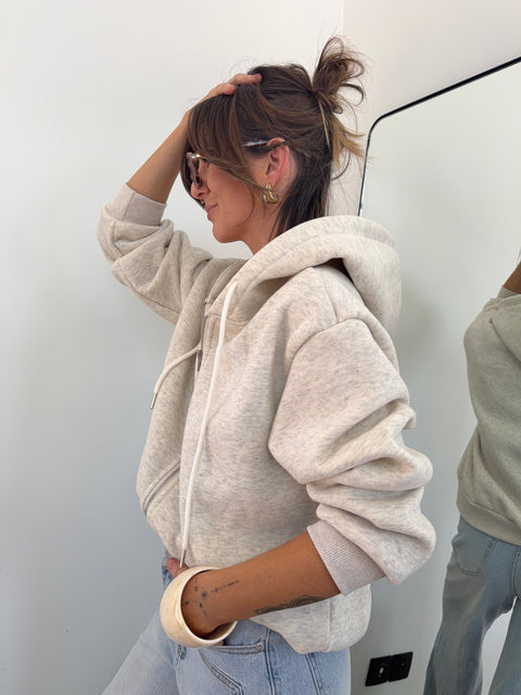 Veste sweat à zip - greige