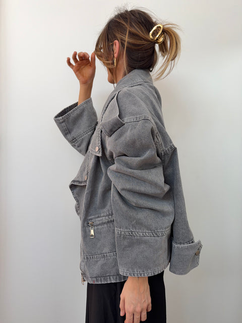 Veste en jean oversize - grise
