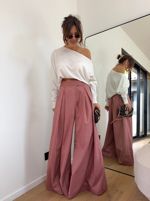 Pantalon à scratch - vieux rose