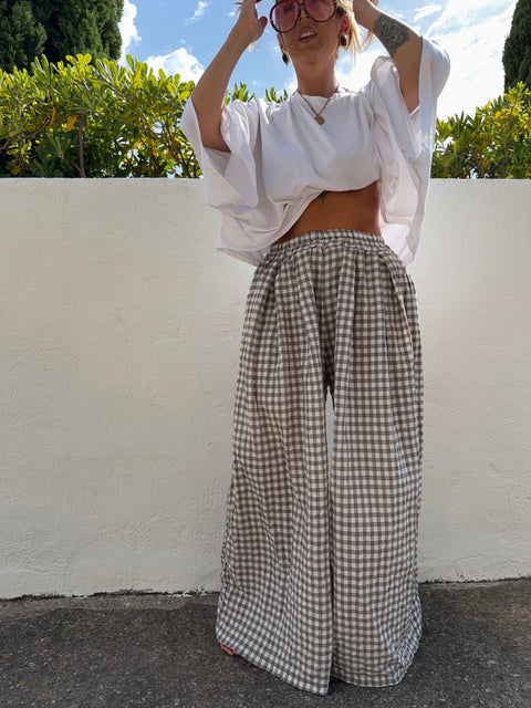 Pantalon à carreaux - taupe (pré commande)